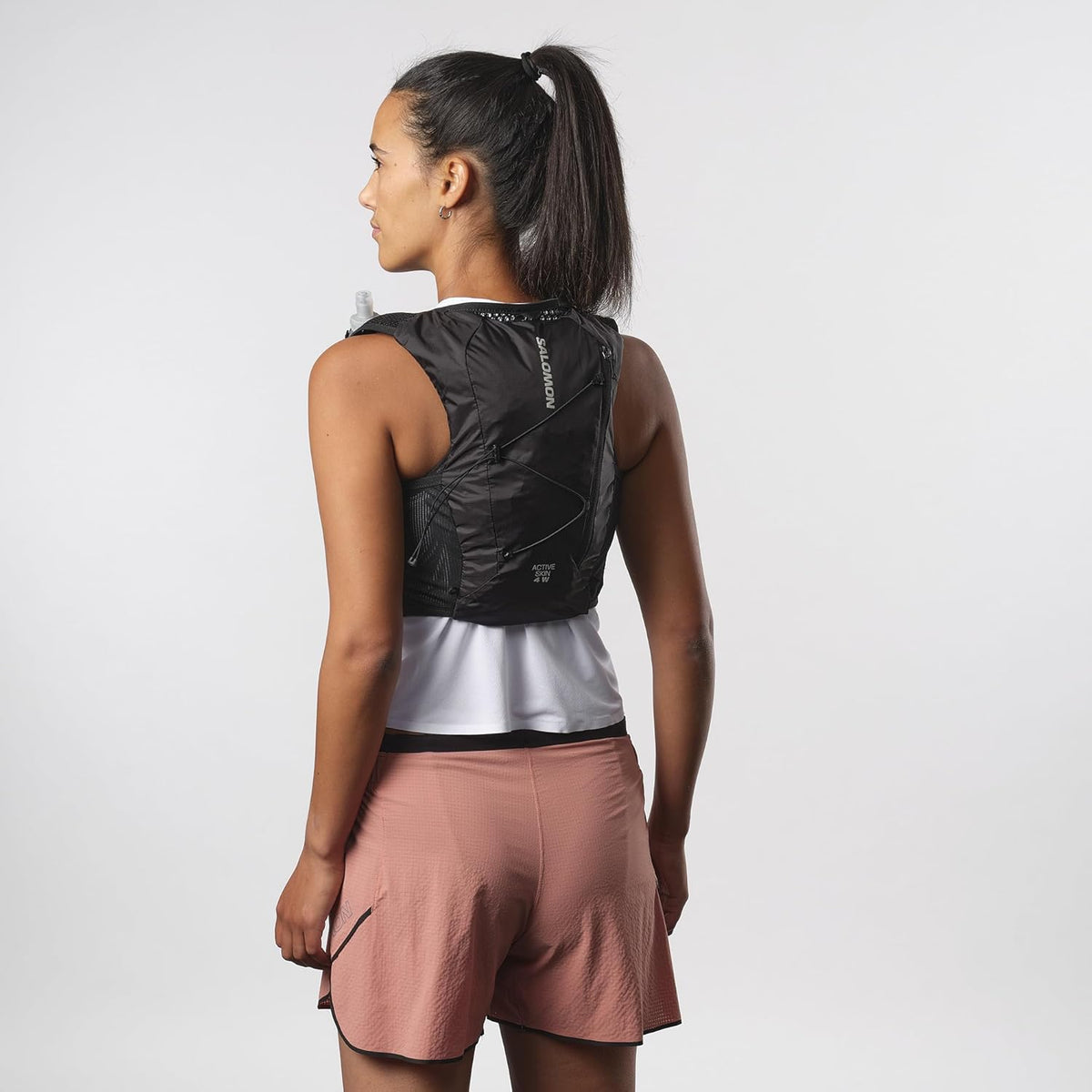 Salomon Active Skin 4 Damen Schwarz Trinkweste, Detail der Fronttaschen
