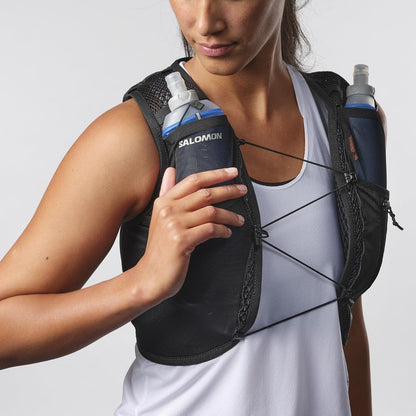 Salomon Active Skin 4 Damen Schwarz Trinkweste, Detail des Anpassungssystems