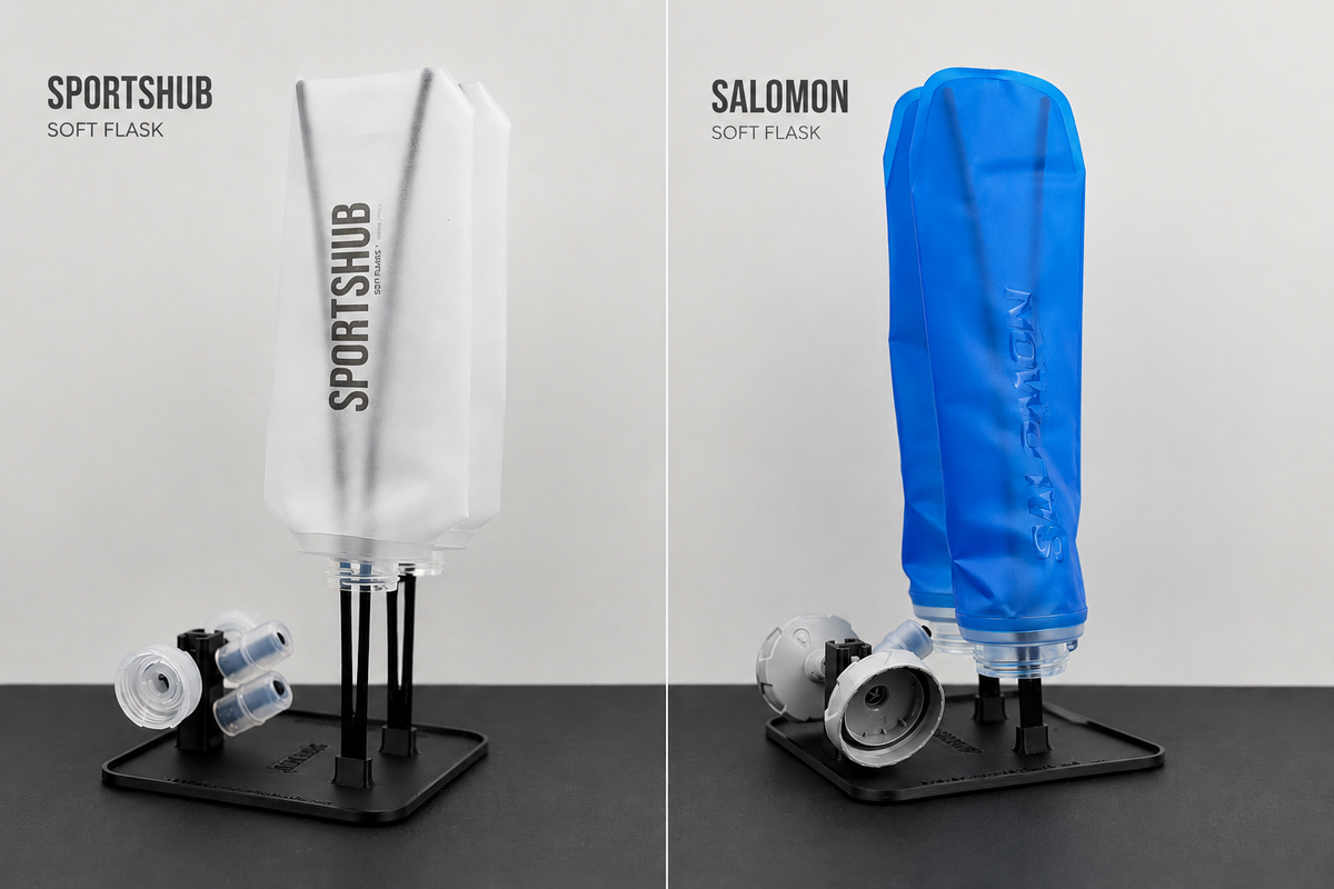 SportsHub-Ständer mit zwei Salomon Soft Flasks