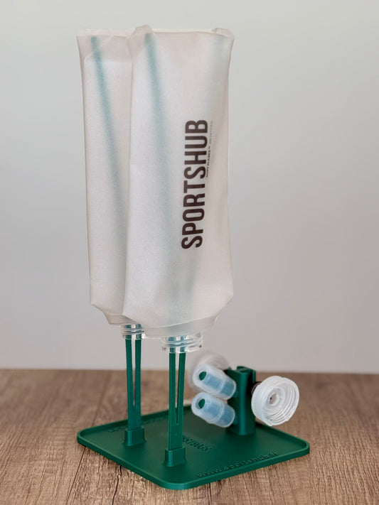 SportsHub-Trockenständer Waldgrün, mit Soft Flasks zum Trocknen