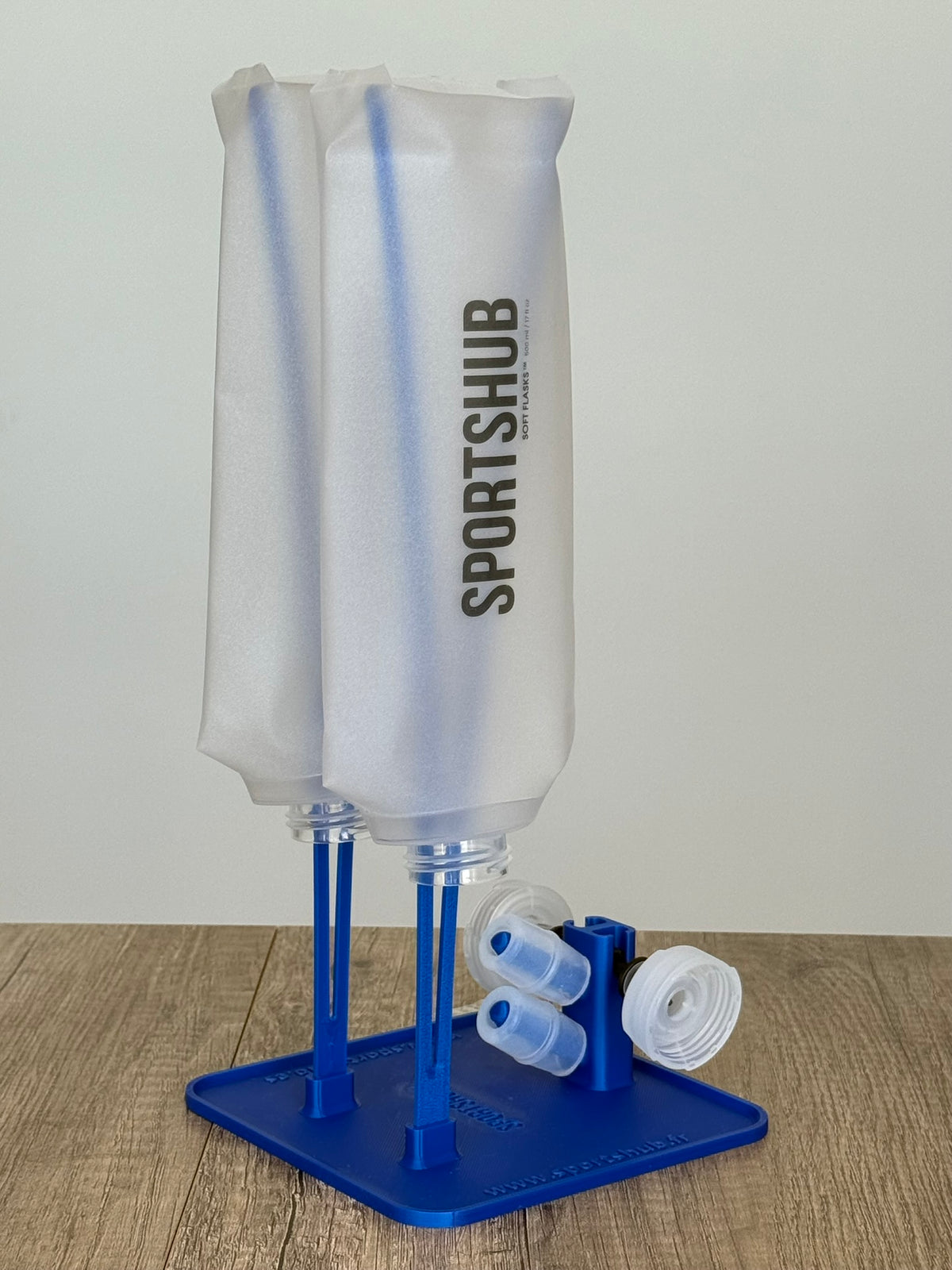 SportsHub-Trockenständer Blau, mit Soft Flasks zum Trocknen