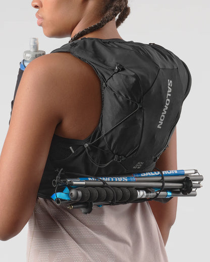 Salomon ADV Skin 12 Damen in Schwarz, Stocktransport am Rücken