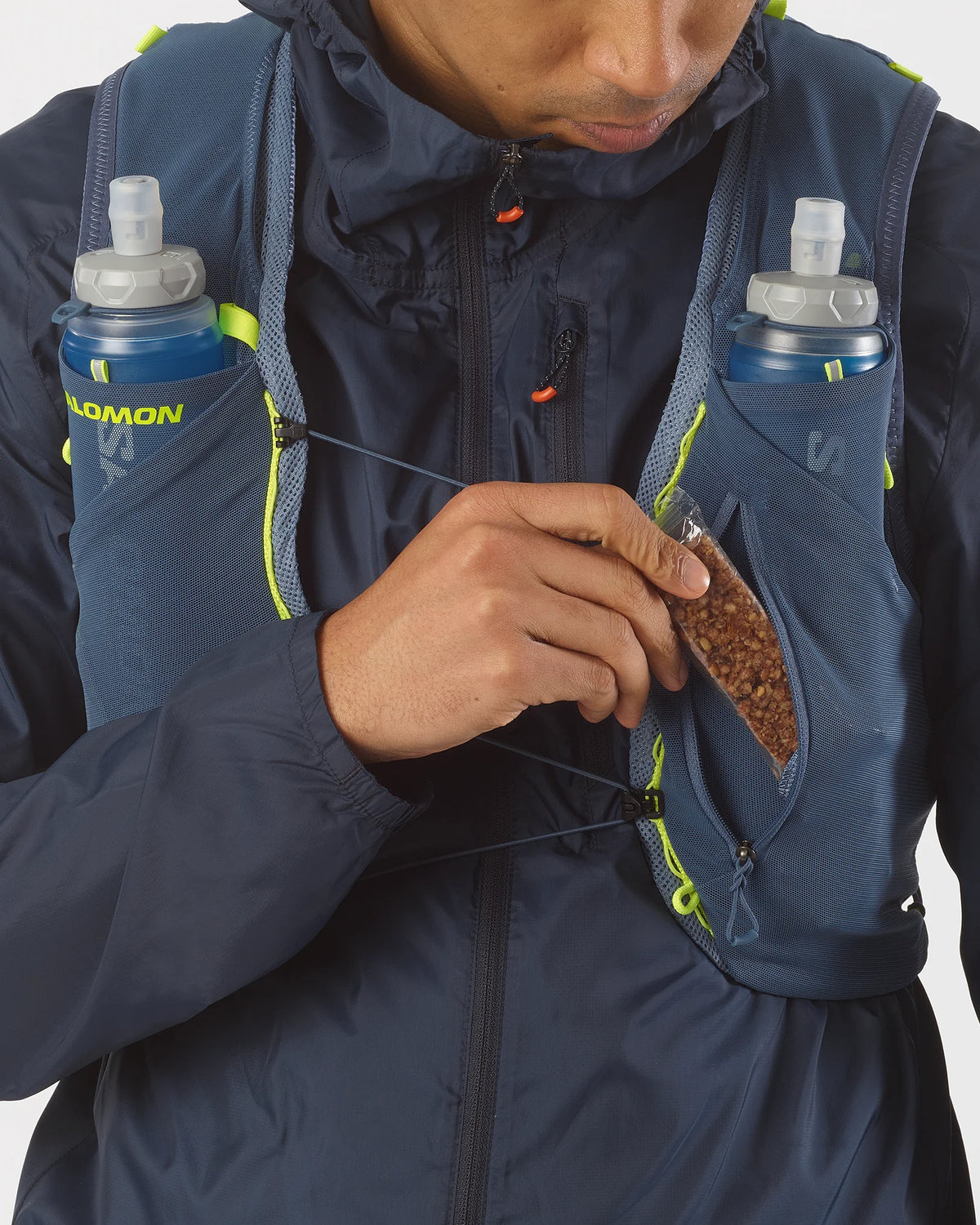 Salomon ADV Skin 5 Steinblau Trinkweste, Taschenaufteilung
