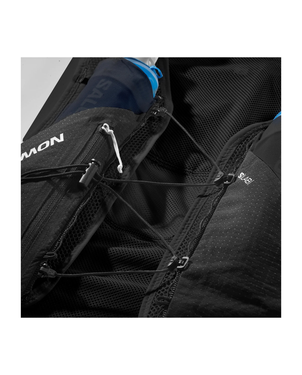 Salomon S/LAB Pulsar 3 Schwarz Trinkweste, Detail des Rückenfachs