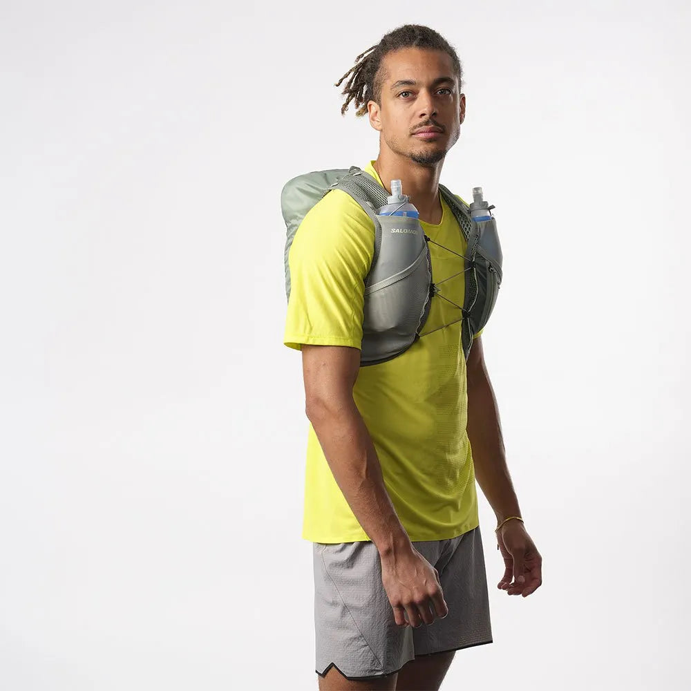Salomon Active Skin 8 Grün/Grau Trinkweste, Rückansicht