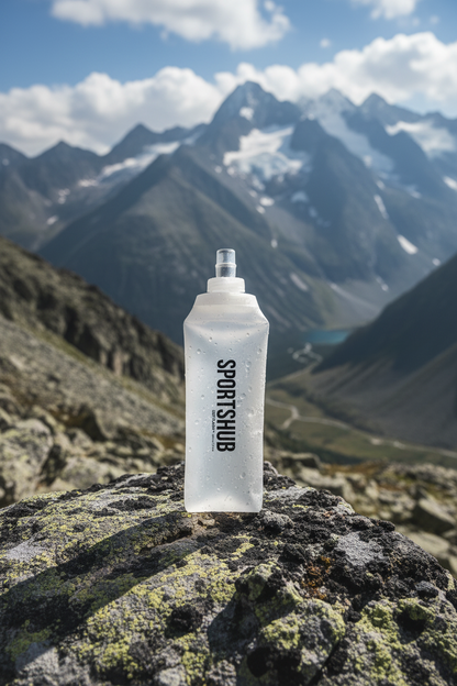 2 SportsHub Soft Flasks à 500 ml, flexible Trinkflasche in Berglandschaft